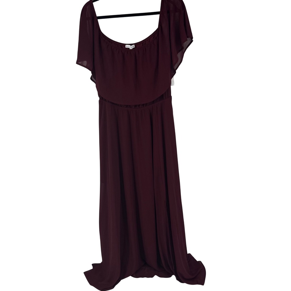 Baltic Born Maxi‎ Dress Womens XXL Burgundy NEW Off-Shoulder Chiffon Ruffle Gown